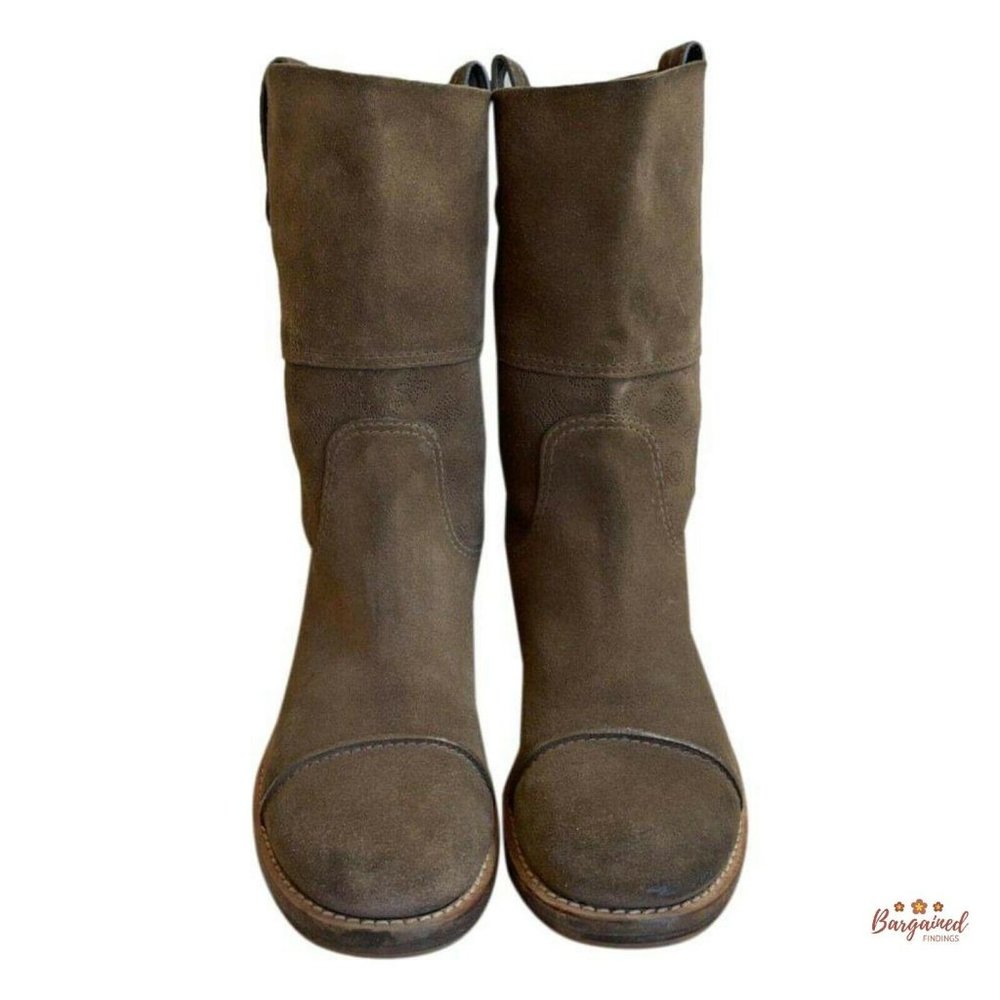 Authentic LOUIS VUITTON Brown Monogram Suede Mahina Mid-Calf Boots US Size 6.5